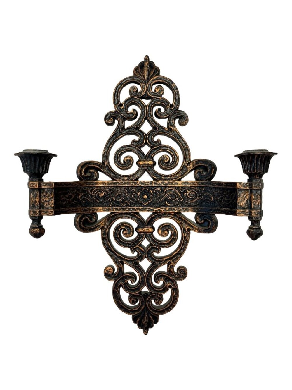 Coppercraft Guild Wall Sconce Candle Holder 1976 Dart Industries Gothic Scroll D